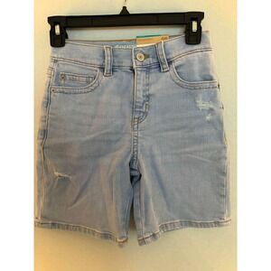 Thereabouts Girls Denim Bermuda Shorts Size 10 Light Wash Distressed Stretch NWT